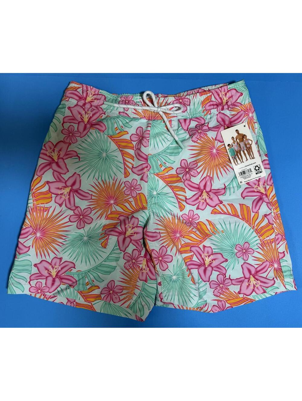 MEMBER'S MARK Laguna Lilies Swim Trunks Tropical Floral UPF 50 Men's S NWT NEW